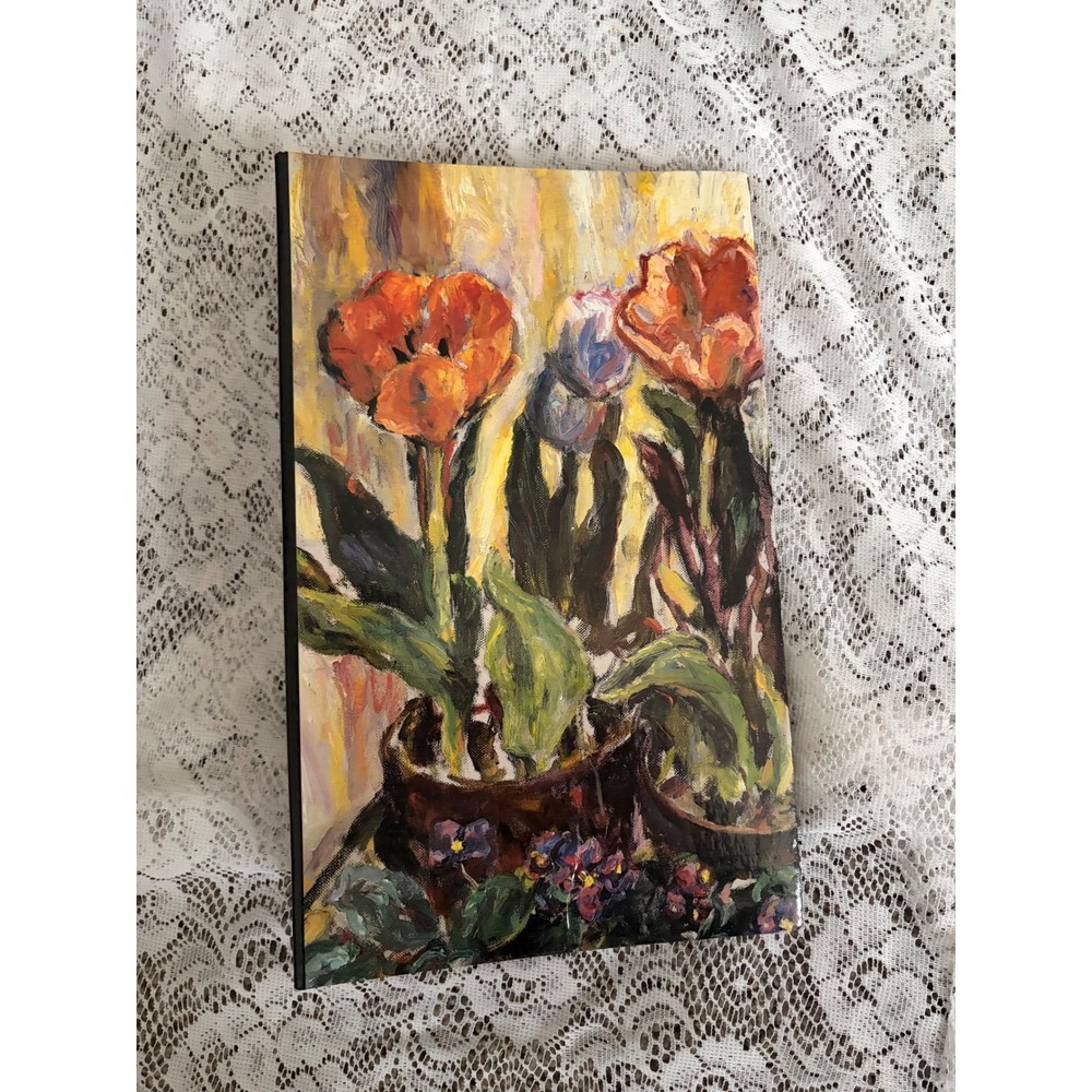 Vintage Floral Tulip Oil Painting Photo Album 3 Ring Binder 11.5x7.5